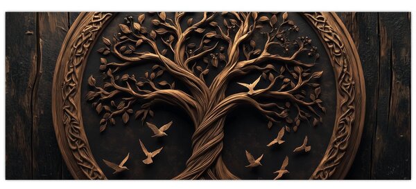 Kép – Fából készült életfa (120x50 cm)