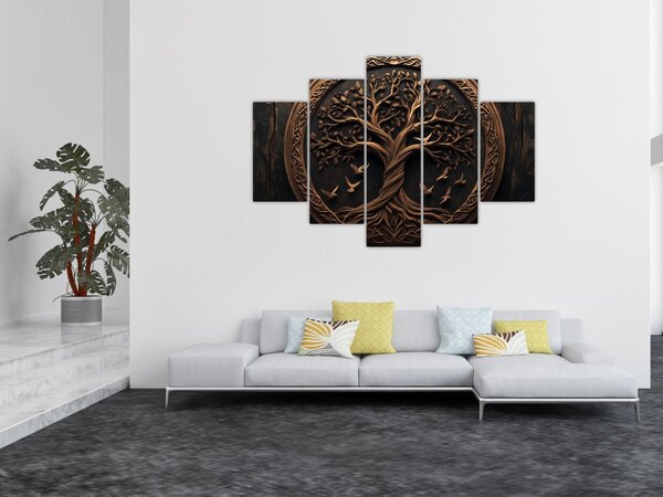 Kép – Fából készült életfa (150x105 cm)