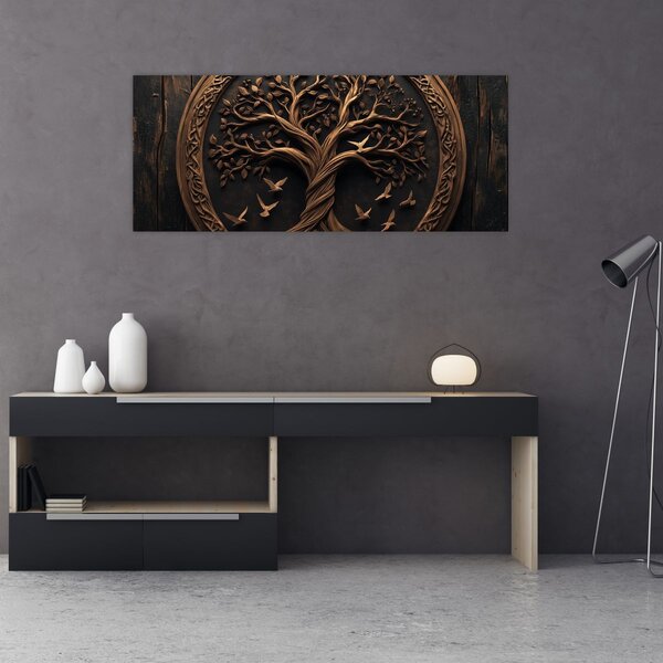 Kép – Fából készült életfa (120x50 cm)