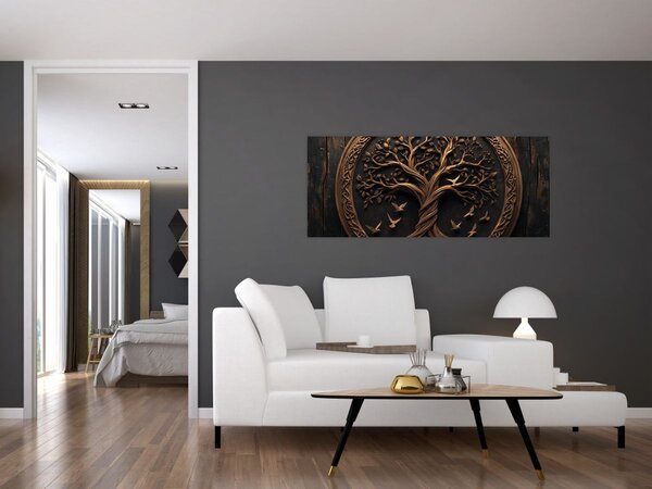 Kép – Fából készült életfa (120x50 cm)