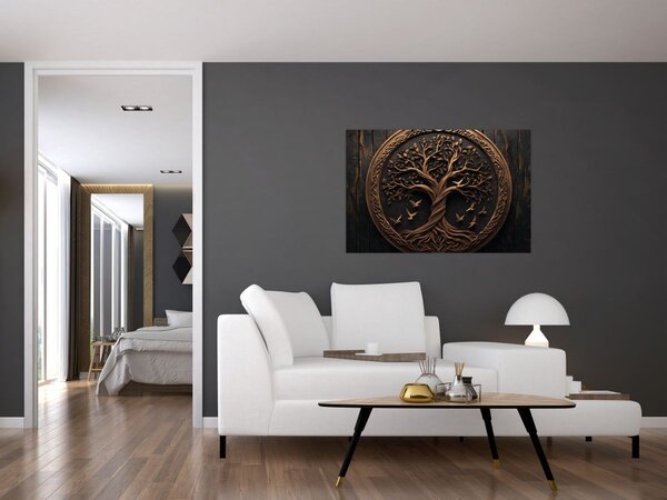 Kép – Fából készült életfa (90x60 cm)