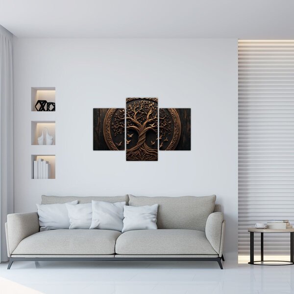 Kép – Fából készült életfa (90x60 cm)