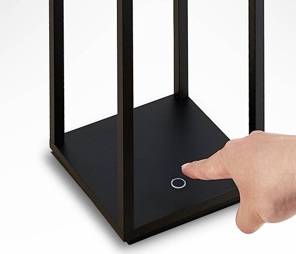 Lucande LED kültéri lámpa Elaja, fekete, újratölthető akkumulátor, USB,, dimmelhető, Fekete, Alumínium, Modern