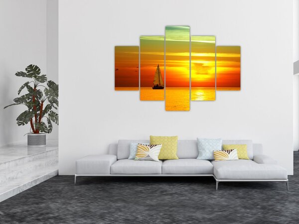 Naplemente egy jachttal képe (150x105 cm)