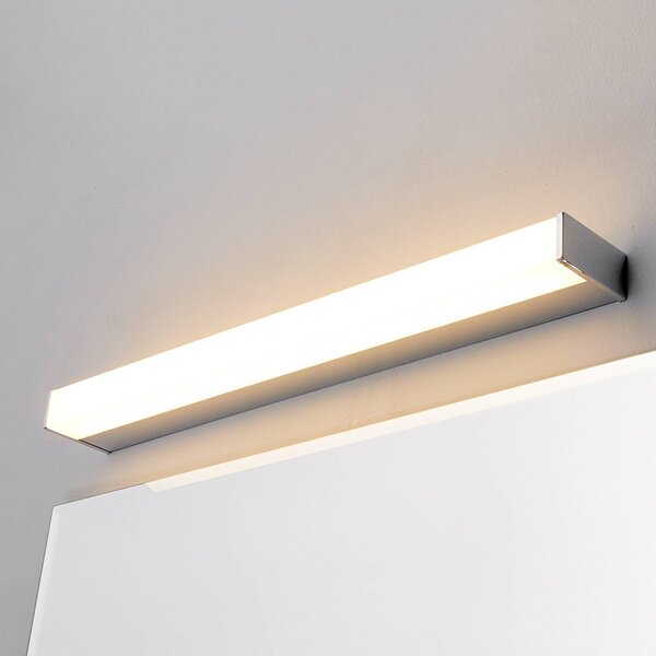 Lindby LED fali lámpa Philippa, szögletes, 59 cm, króm, IP44, Króm / ezüst, Fürdőszoba, fém, Modern