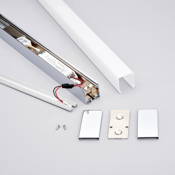 Lindby LED fali lámpa Philippa, szögletes, 59 cm, króm, IP44, Króm / ezüst, Fürdőszoba, fém, Modern