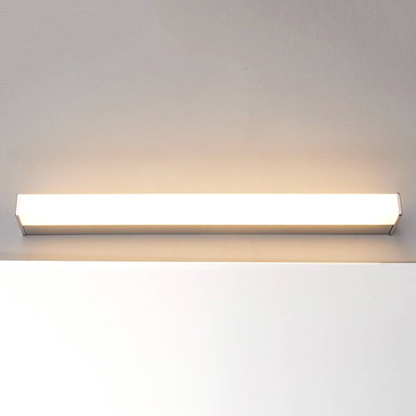 Lindby LED fali lámpa Philippa, szögletes, 59 cm, króm, IP44, Króm / ezüst, Fürdőszoba, fém, Modern