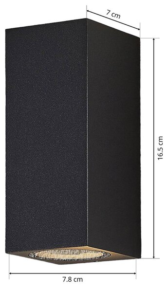 Lucande fali spotlámpa Lavina, 17 cm, antracit, GU10, 2-lámpás., dimmelhető, Alu / szürke / cink, Alumínium, Modern
