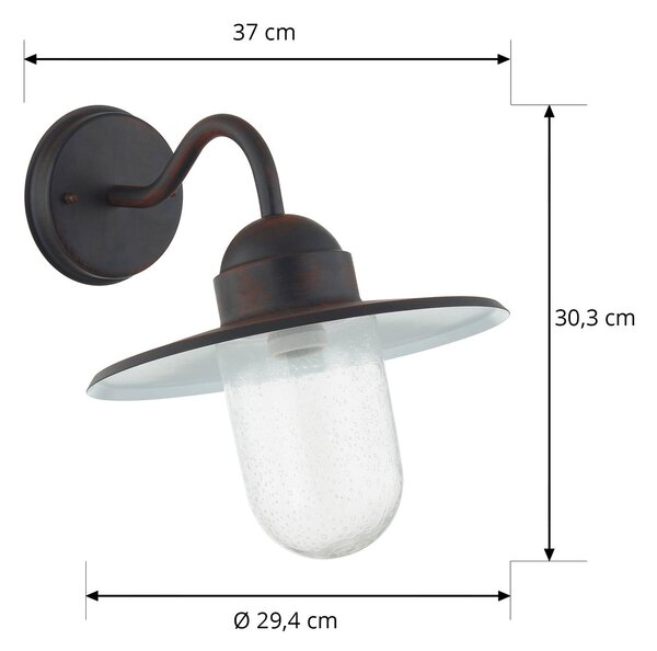 Lindby kültéri fali lámpa Filip, rozsdabarna, 30 cm, E27, IP44