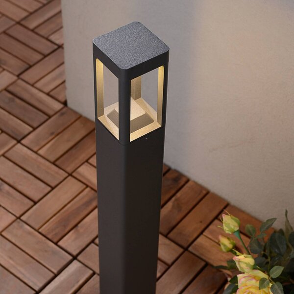 Lucande LED-es útvilágító lámpa Bernd, 60 cm, antracit, alumínium, Fekete, Alumínium, Modern