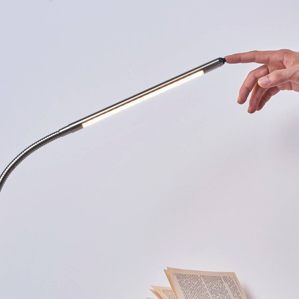 Lindby LED-es bilincslámpa Lionard, 53 cm, matt nikkel, fém, Alu / szürke / cink, Dolgozószoba / Iroda, fém, Modern