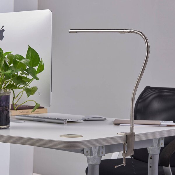 Lindby LED-es bilincslámpa Lionard, 53 cm, matt nikkel, fém, Alu / szürke / cink, Dolgozószoba / Iroda, fém, Modern