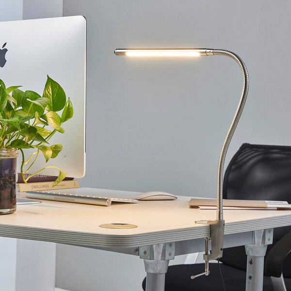 Lindby LED-es bilincslámpa Lionard, 53 cm, matt nikkel, fém, Alu / szürke / cink, Dolgozószoba / Iroda, fém, Modern