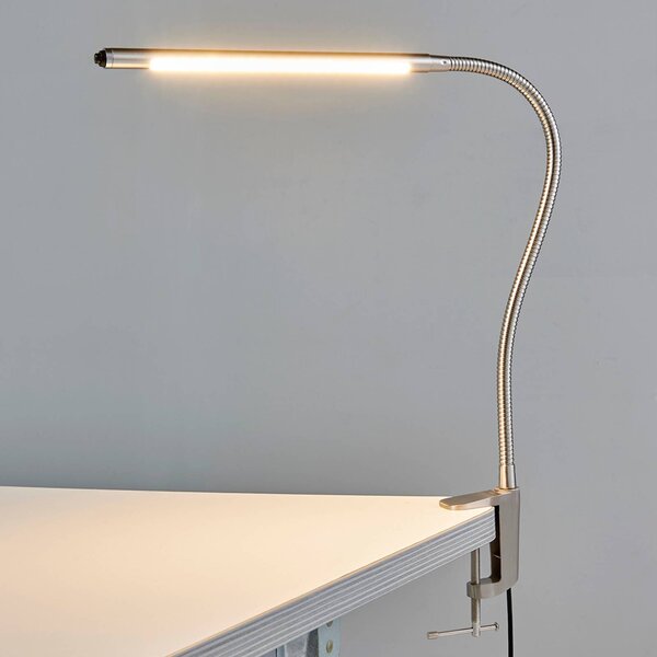 Lindby LED-es bilincslámpa Lionard, 53 cm, matt nikkel, fém, Alu / szürke / cink, Dolgozószoba / Iroda, fém, Modern