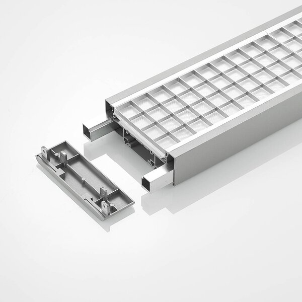 Arcchio Susi LED irodai függesztéklámpa, ezüst, 120 cm, 4000K, DALI, dimmelhető, Alu / szürke / cink, Dolgozószoba / Iroda, Alumínium, Modern