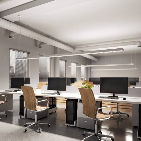 Arcchio Susi LED irodai függesztéklámpa, ezüst, 120 cm, 4000K, DALI, dimmelhető, Alu / szürke / cink, Dolgozószoba / Iroda, Alumínium, Modern