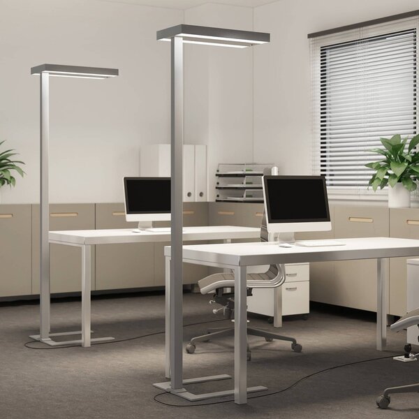 Arcchio LED állólámpa Logan Ultra, CCT, szenzoros, dimmelhető, dimmelhető, Alu / szürke / cink, Dolgozószoba / Iroda, Alumínium, Modern