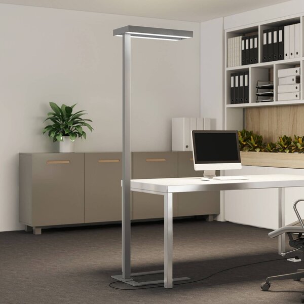 Arcchio LED állólámpa Logan Ultra, CCT, szenzoros, dimmelhető, dimmelhető, Alu / szürke / cink, Dolgozószoba / Iroda, Alumínium, Modern