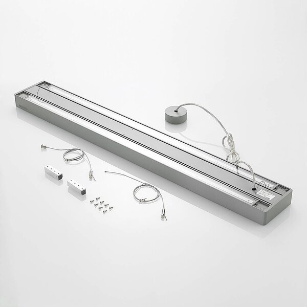 Arcchio Susi LED irodai függesztéklámpa, ezüst, 120 cm, 4000K, DALI, dimmelhető, Alu / szürke / cink, Dolgozószoba / Iroda, Alumínium, Modern