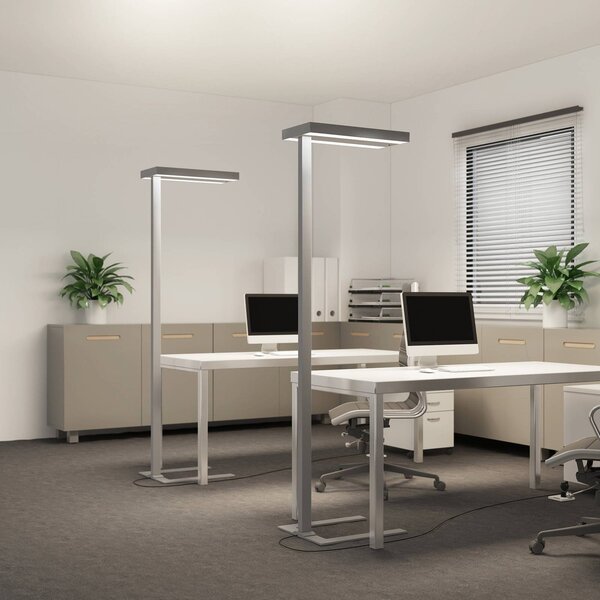 Arcchio LED állólámpa Logan Ultra, CCT, szenzoros, dimmelhető, dimmelhető, Alu / szürke / cink, Dolgozószoba / Iroda, Alumínium, Modern