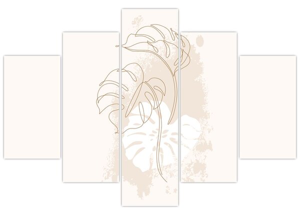 Kép - Line art monstera N⁰1 (150x105 cm)