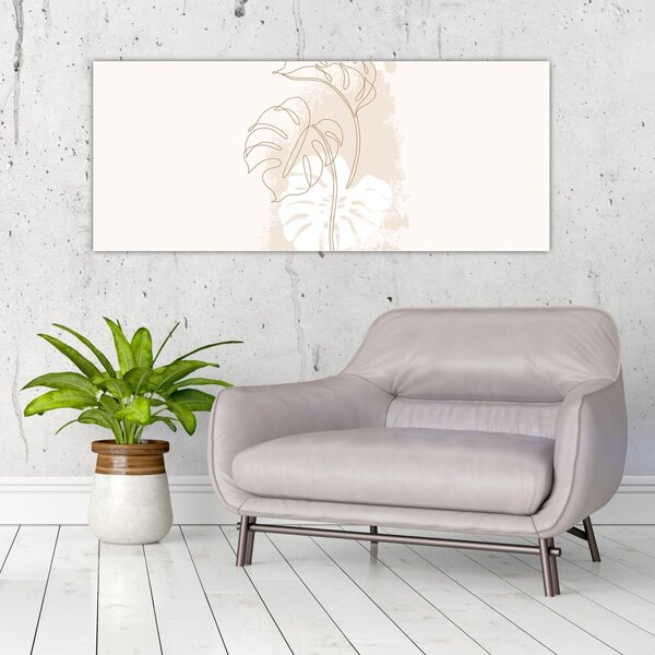 Kép - Line art monstera N⁰1 (120x50 cm)