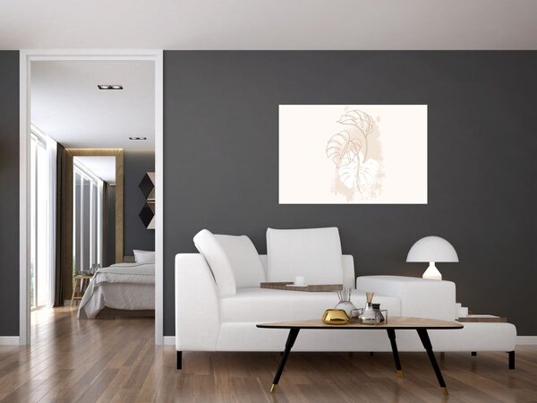 Kép - Line art monstera N⁰1 (90x60 cm)