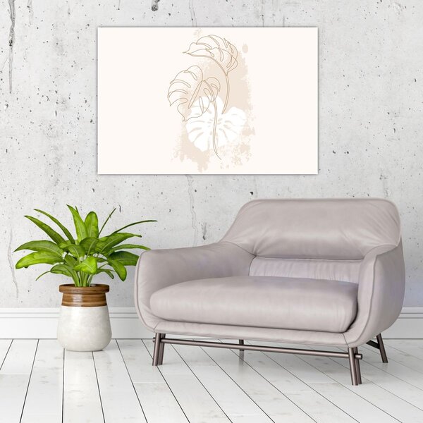 Kép - Line art monstera N⁰1 (90x60 cm)