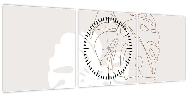 Kép - Line art monstera N⁰2 (órával) (90x30 cm)