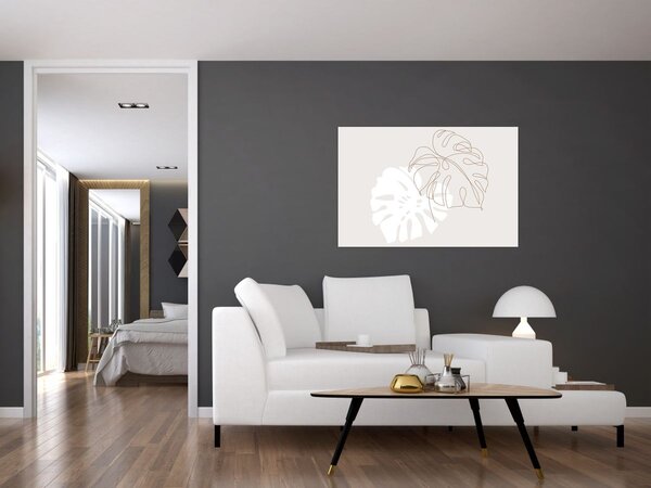 Kép - Line art monstera N⁰2 (90x60 cm)