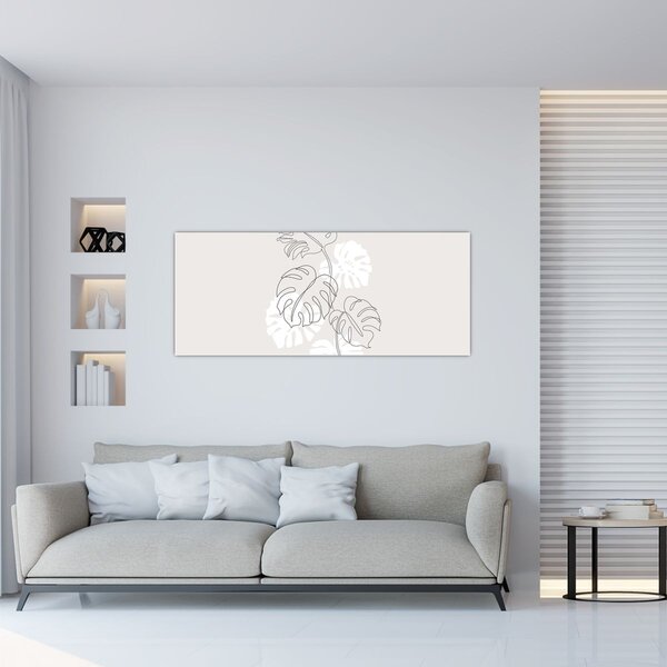 Kép - Vonalkép monstera N⁰3 (120x50 cm)