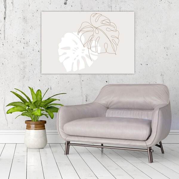 Kép - Line art monstera N⁰2 (90x60 cm)