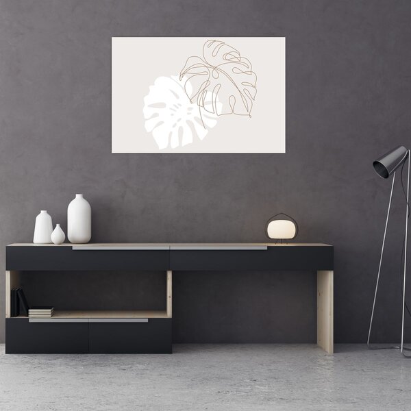 Kép - Line art monstera N⁰2 (90x60 cm)