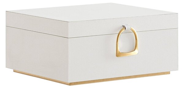 Ékszerdoboz, ékszerrendező fogantyúval, kivehető ékszertálcával, elefántcsont fehér