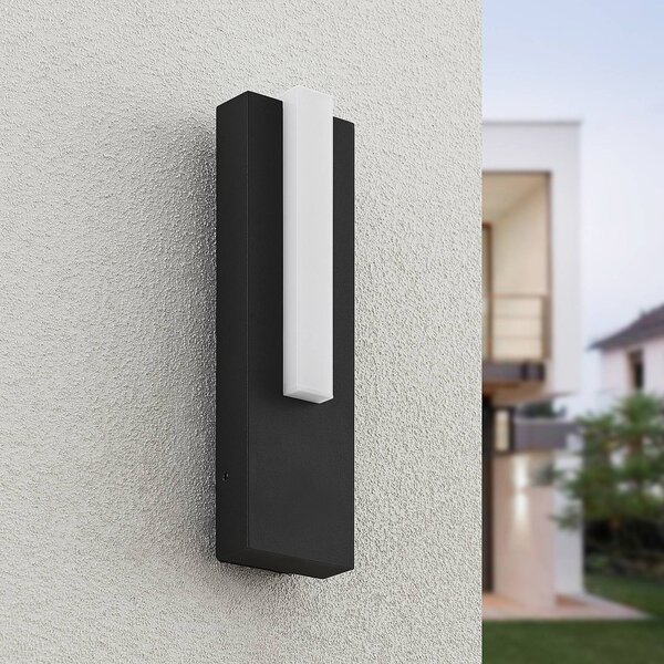 Lucande LED kültéri fali világítás Virgalia, 31cm, antracit, IP65, Fekete, Alumínium, Modern
