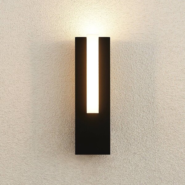 Lucande LED kültéri fali világítás Virgalia, 31cm, antracit, IP65, Fekete, Alumínium, Modern