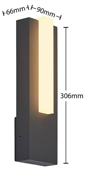 Lucande LED kültéri fali világítás Virgalia, 31cm, antracit, IP65, Fekete, Alumínium, Modern