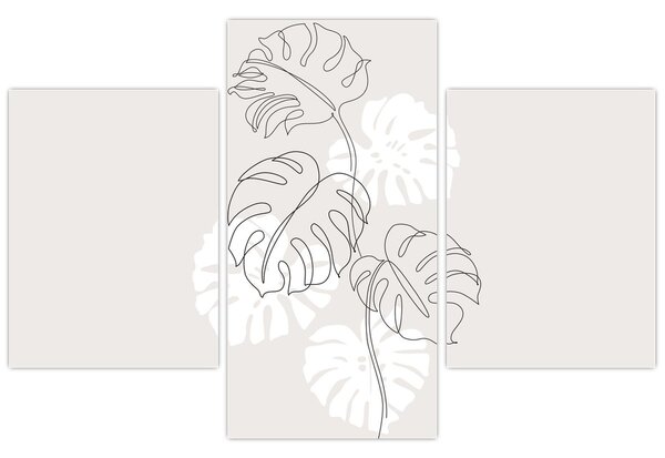 Kép - Vonalkép monstera N⁰3 (90x60 cm)