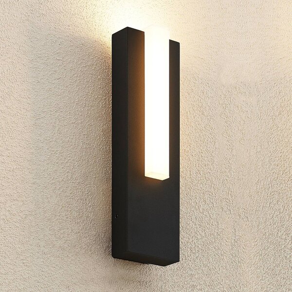 Lucande LED kültéri fali világítás Virgalia, 31cm, antracit, IP65, Fekete, Alumínium, Modern