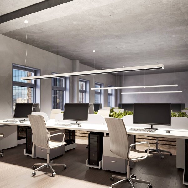 Arcchio Susi LED irodai függőlámpa, fehér, 120 cm, 4,000K, DALI, dimmelhető, Fehér / opál, Dolgozószoba / Iroda, Alumínium, Modern