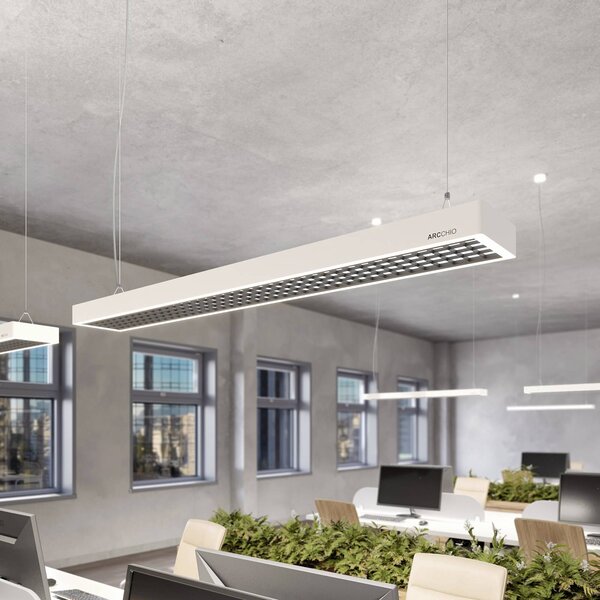 Arcchio Susi LED irodai függőlámpa, fehér, 120 cm, 4,000K, DALI, dimmelhető, Fehér / opál, Dolgozószoba / Iroda, Alumínium, Modern