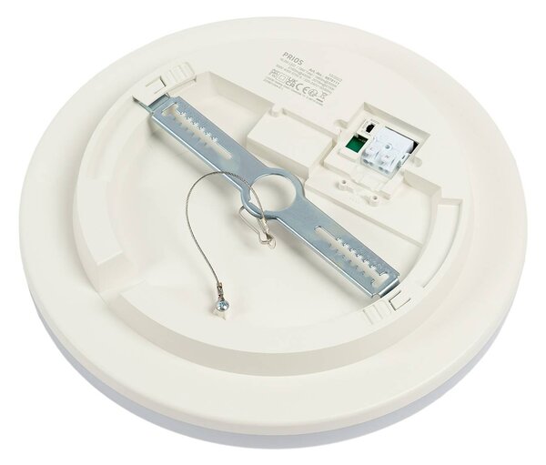 PRIOS Prios LED mennyezeti lámpa Artin, Ø 28 cm, fehér, CCT, IP65, Fehér / opál, Fürdőszoba, Műanyag, Modern