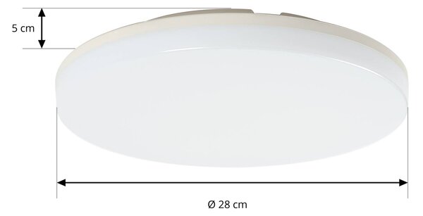 PRIOS Prios LED mennyezeti lámpa Artin, Ø 28 cm, fehér, CCT, IP65, Fehér / opál, Fürdőszoba, Műanyag, Modern