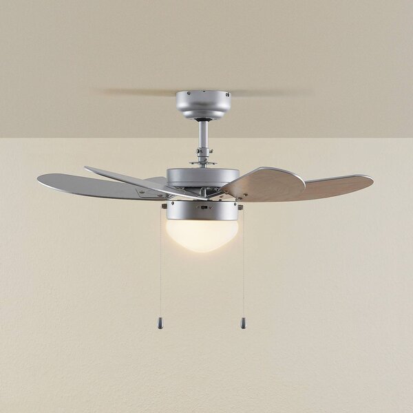 Lindby mennyezeti ventilátor világítással Minja, ezüst, csendes, 78cm, Alu / szürke / cink, Nappali / Étkező, fém, Modern
