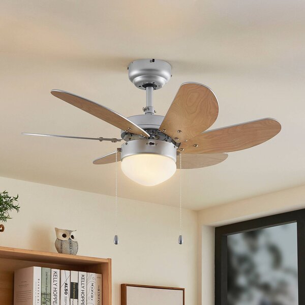 Lindby mennyezeti ventilátor világítással Minja, ezüst, csendes, 78cm, Alu / szürke / cink, Nappali / Étkező, fém, Modern