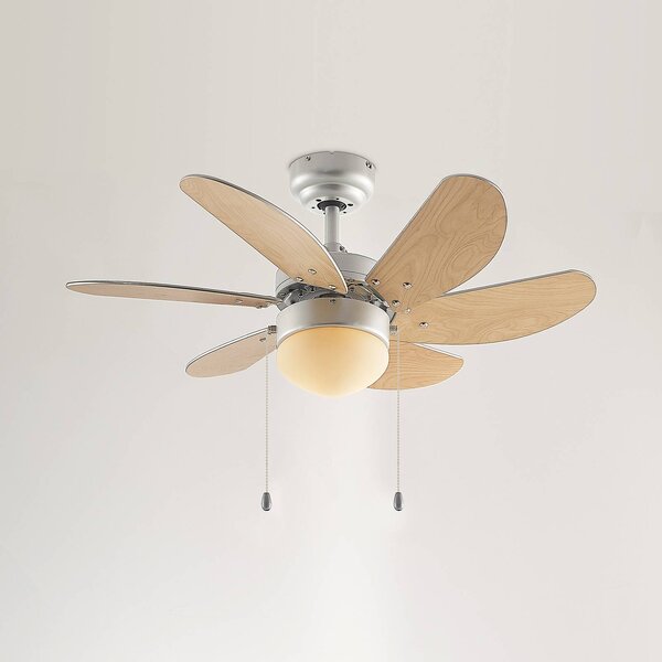 Lindby mennyezeti ventilátor világítással Minja, ezüst, csendes, 78cm, Alu / szürke / cink, Nappali / Étkező, fém, Modern