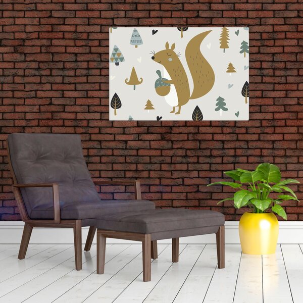 Kép - Mókus dióval (90x60 cm)