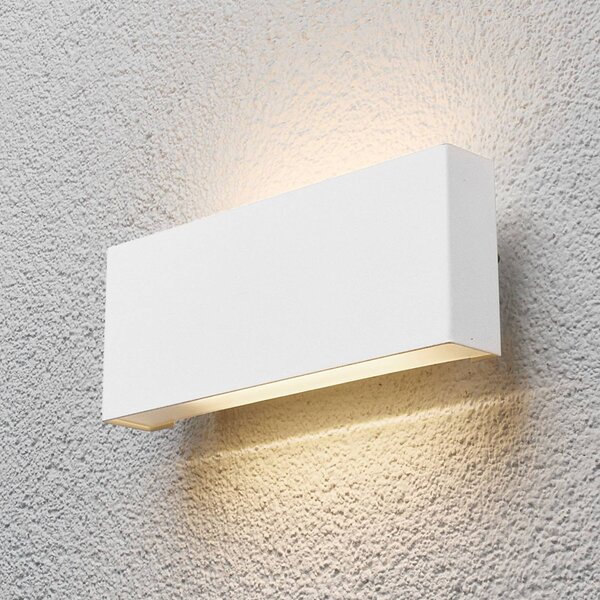 Lindby LED kültéri fali lámpa Safira, fém, fel/le, IP44, Fehér / opál, Alumínium, Modern