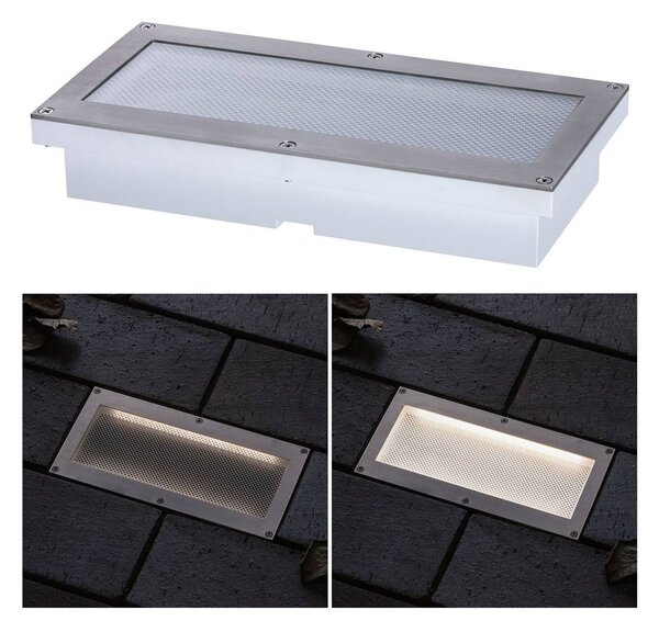 Paulmann Brick LED padlóba süllyesztett spotlámpá, 10x20cm, Alu / szürke / cink, Rozsdamentes acél, Modern
