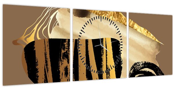 Kép - Absztrakció aranybarna N⁰2 (órával) (90x30 cm)